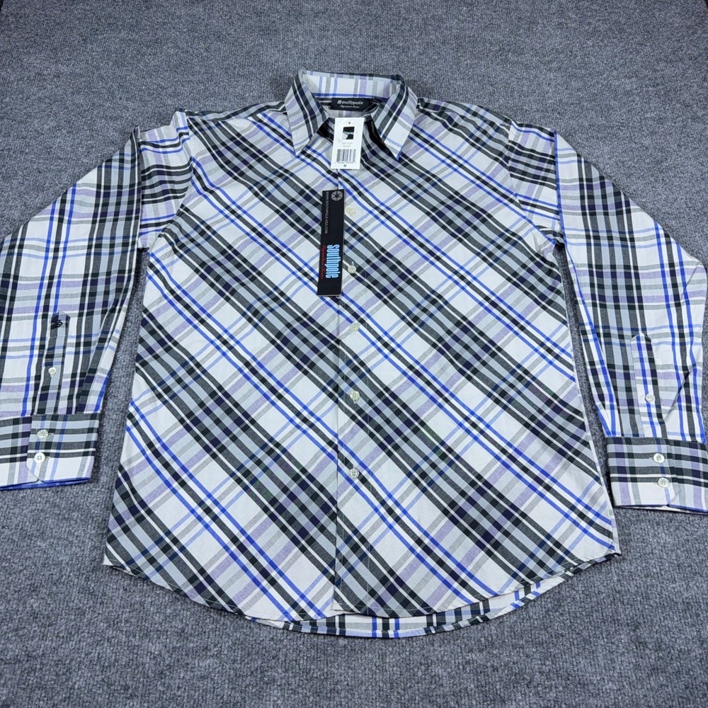 Southpole Mens Plaid Button Down Shirt Signature Series Blue Black Deadstock